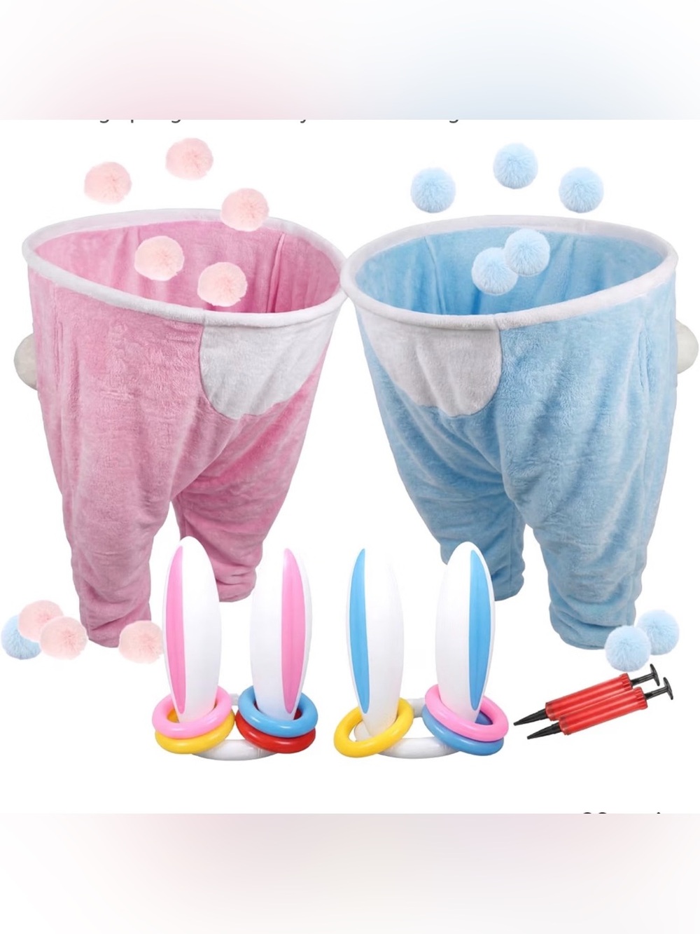 Plush Bunny Ring Toss Game for Kids - Pink or Blue
